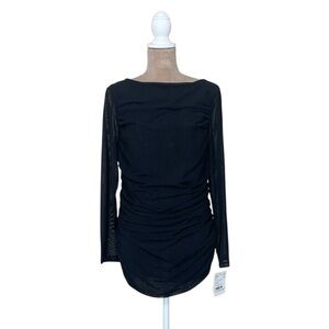 NWT Doncaster Black Ruched Long Sleeve Blouse (TSE-I)